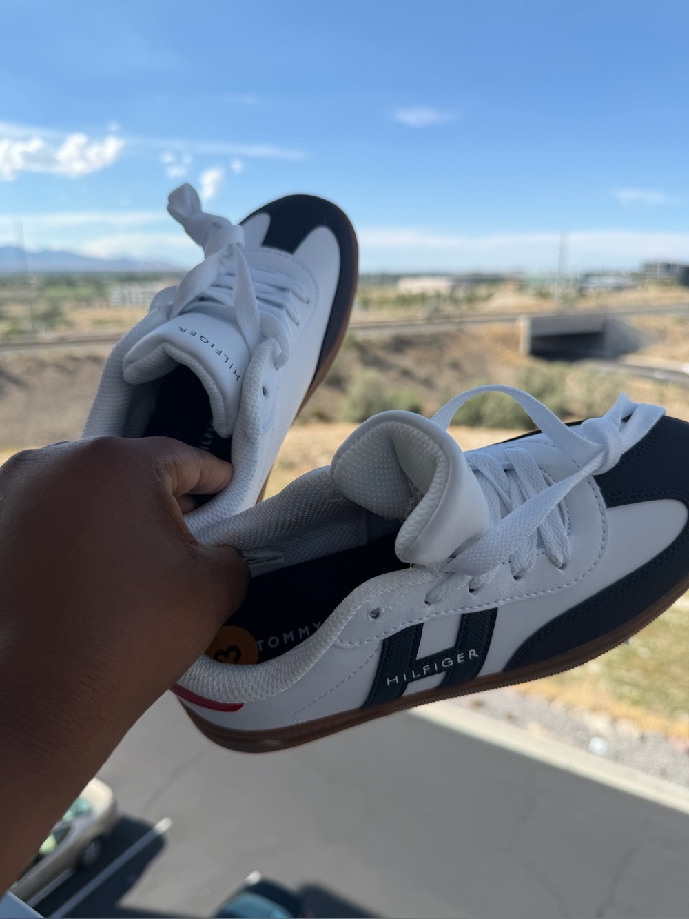 Tommy Hilfiger Kids White, Navy & Brown Low-Top Sneakers